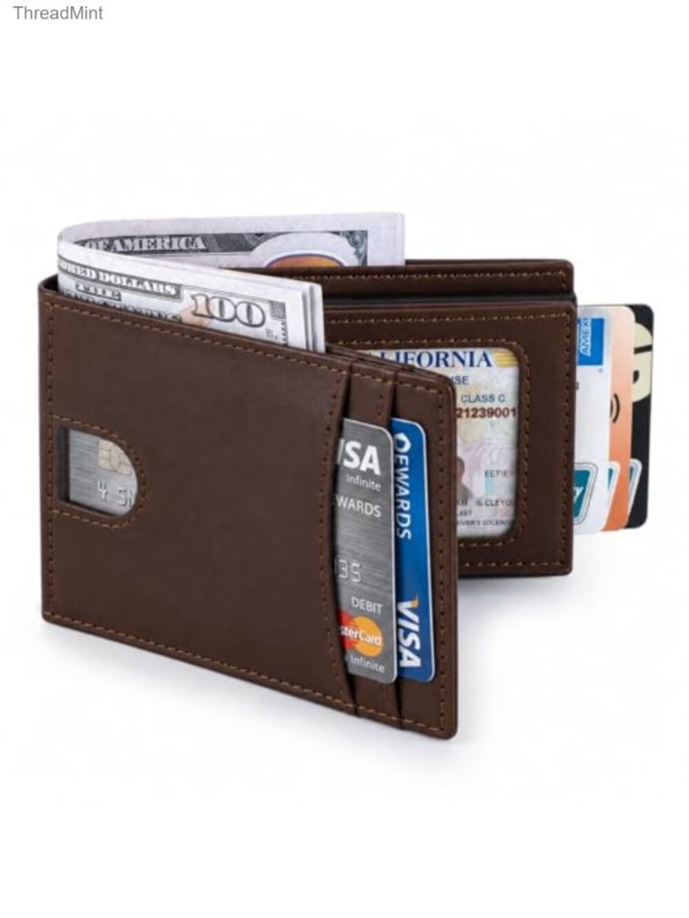 RFID Blocking Leather Pop Up Wallet for Men Slim Front Pocket Aluminum Card
